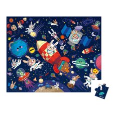 Janod Puzzle v kufříku Raketa ve vesmíru 54 dílků