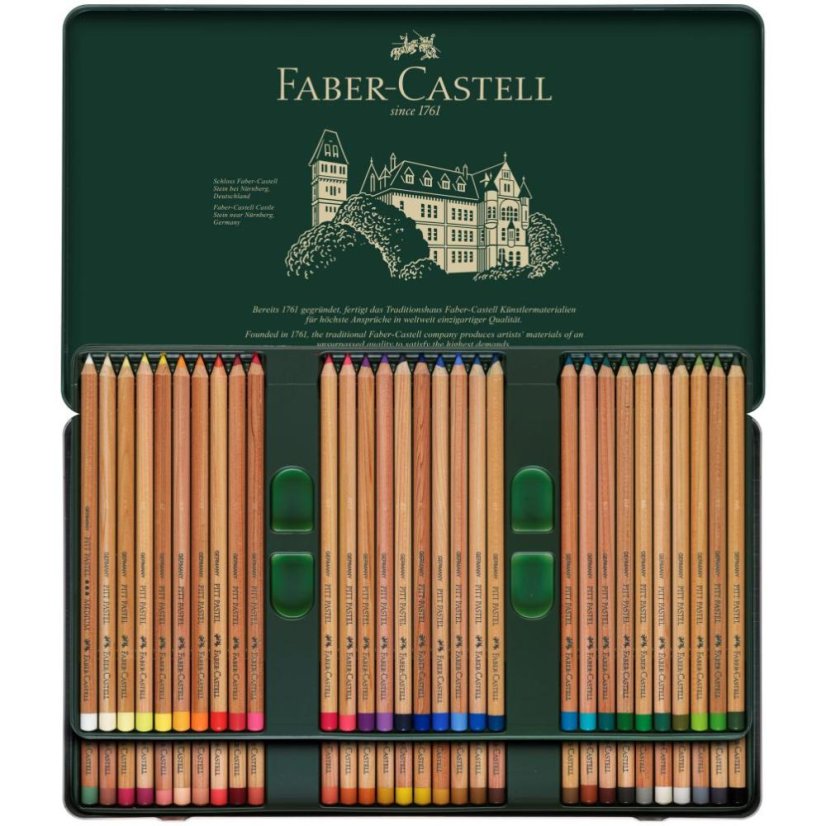 Umelecké pastely Pitt Pastel v ceruzke  60 farieb  v plechovej krabičke