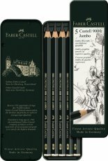 Grafitové ceruzky Faber - Castell 9000 Jumbo – súprava 5 ks v plechovej kazete