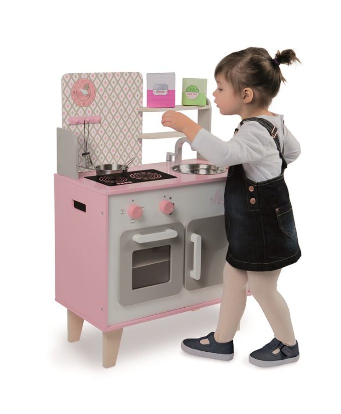 Dřevěná kuchyňka Macaron růžová malá Janod
