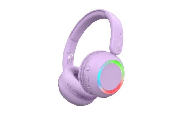 Bezdrátová dětská sluchátka s podsvícením Purple