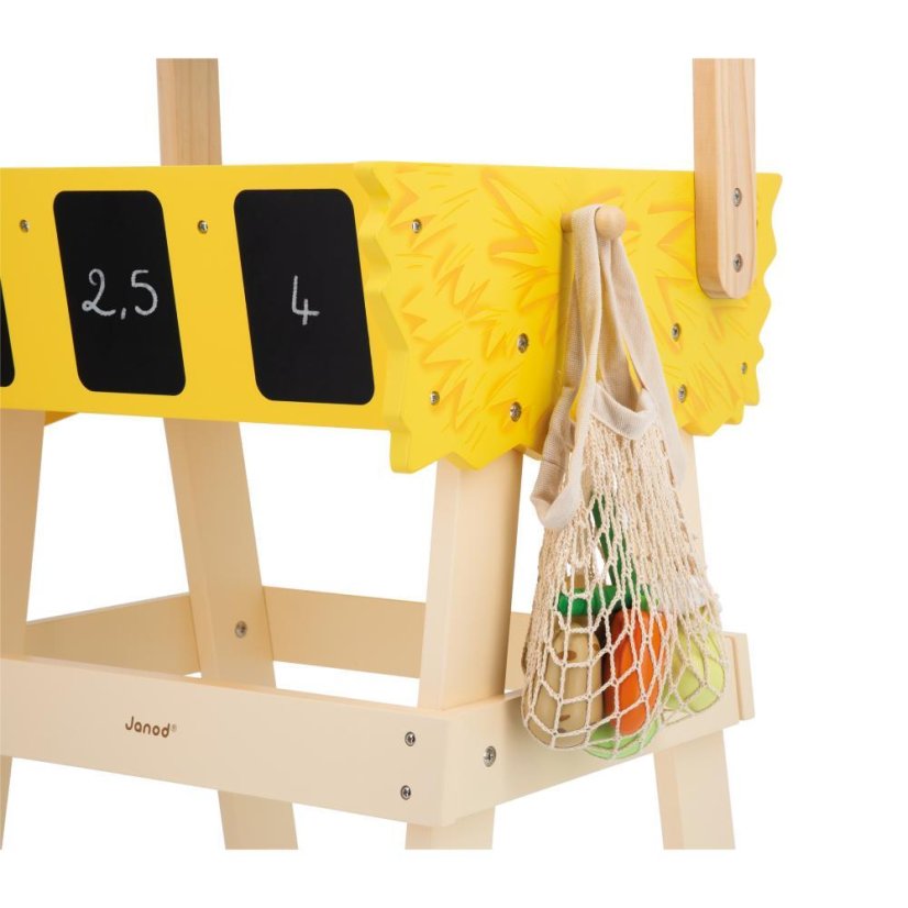 Janod Farm Dřevěný obchod Farma s pokladnou, váhou, ovocem a zeleninou