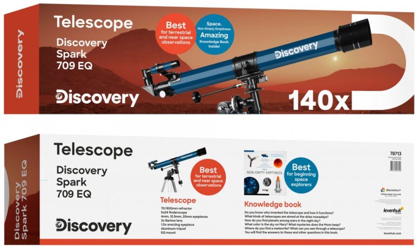 Hvězdářský dalekohled Discovery Spark 709 EQ s knížkou