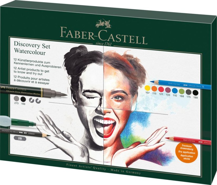 Akvarelové pastelky Faber-Castell A. Dürer – sada 12 ks pro mokré techniky