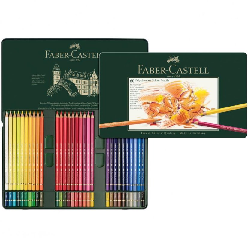 Pastelky Polychromos – Sada 60 uměleckých pastelek v plechové kazetě