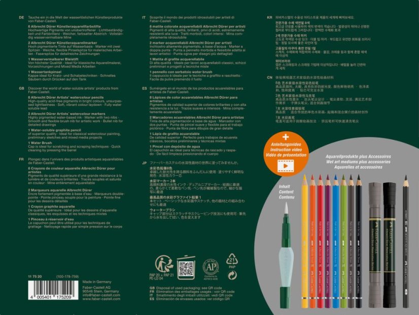 Akvarelové pastelky Faber-Castell A. Dürer – sada 12 ks pro mokré techniky