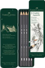 Akvarelové tužky Faber-Castell, 5 ks, plechová krabička