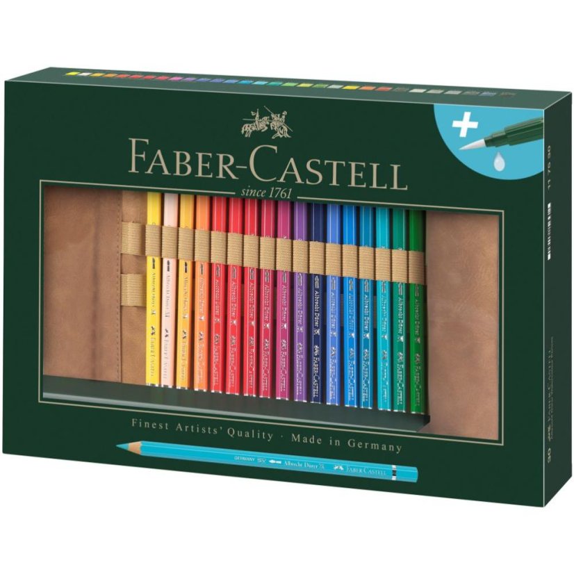 Akvarelové pastelky Faber-Castell A. Dürer – sada 30 ks v koženej rolke